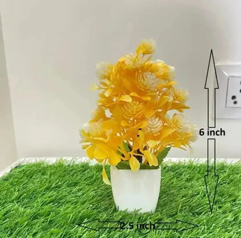 Set Of 8 Mini/Small Artificial Plants Bonsai Wild Artificial Plant with Pot (15 cm, Multicolor)