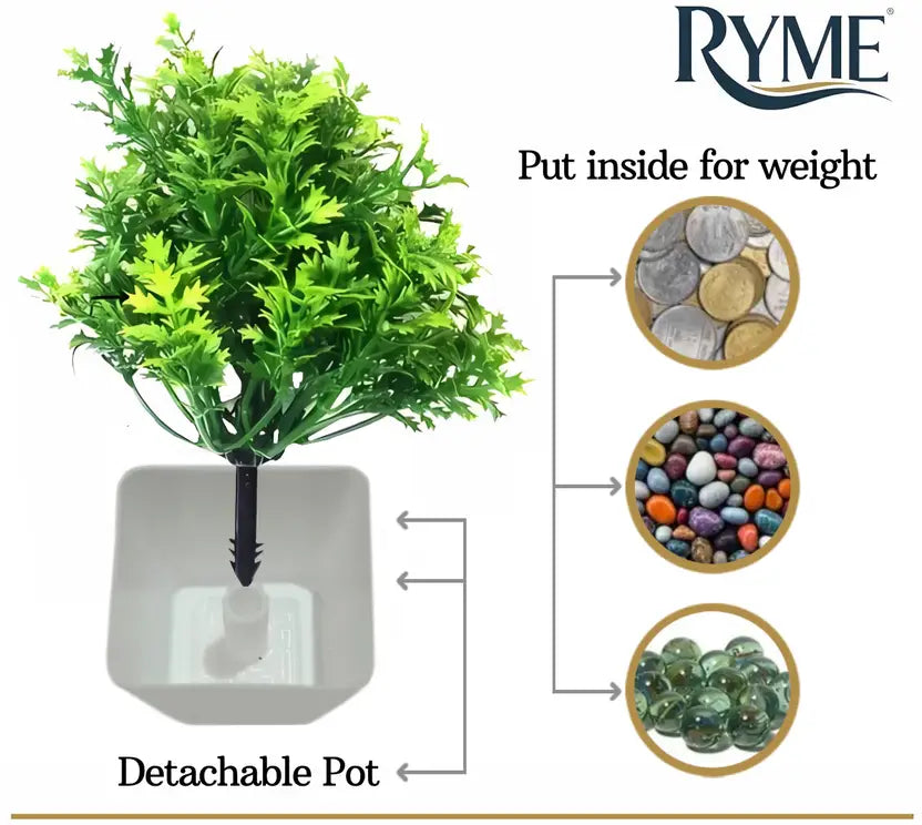 Set Of 8 Mini/Small Artificial Plants Bonsai Wild Artificial Plant with Pot (15 cm, Multicolor)