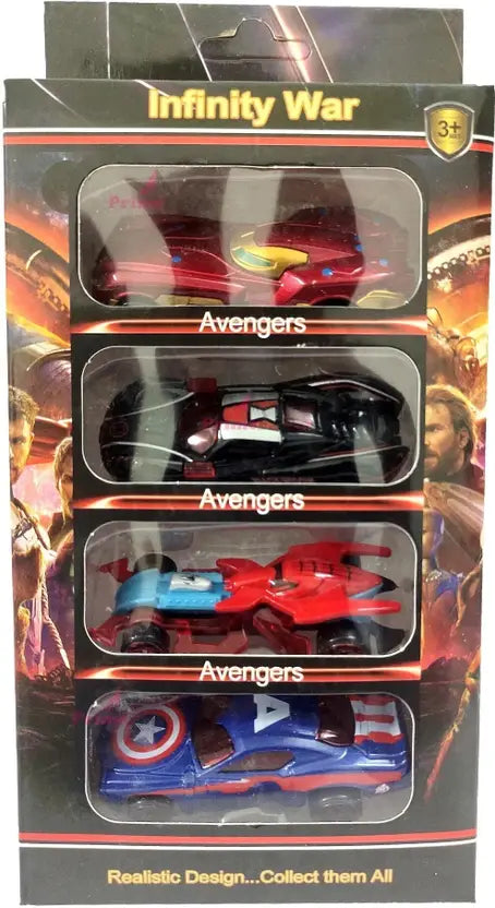 ROSEFAIR Metal Car Set Models of Toy Avengers Cars for Children( 4 Pcs Set) (Multicolor) (Multicolor, Pack of: 4)