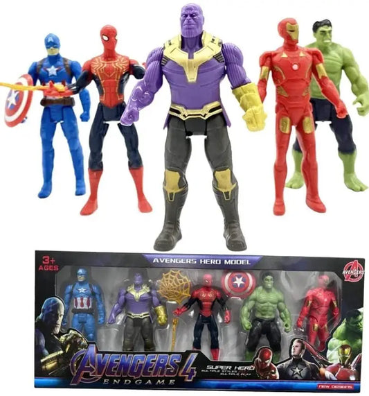 Avenger Toy Set- Captain America , Iron man , Spiderman , Hulk & Thanos  (Multicolor)