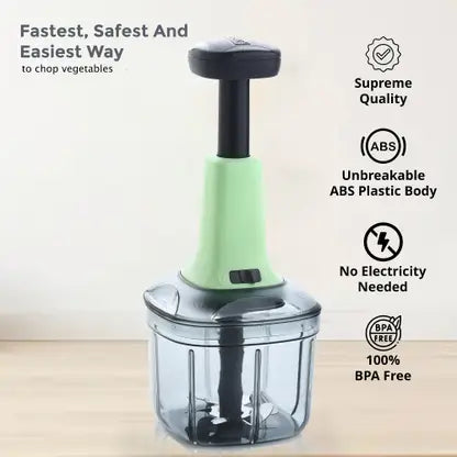 EffortlessSlice 900ml Push Chopper: Dual-Blade Vegetable & Fruit Chopper  (1 chopping blade, extra 1 blade for push blender)